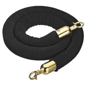 8 Feet Black Velvet Stanchion Rope Crowd Control Barrier Rope with Snap Hooks